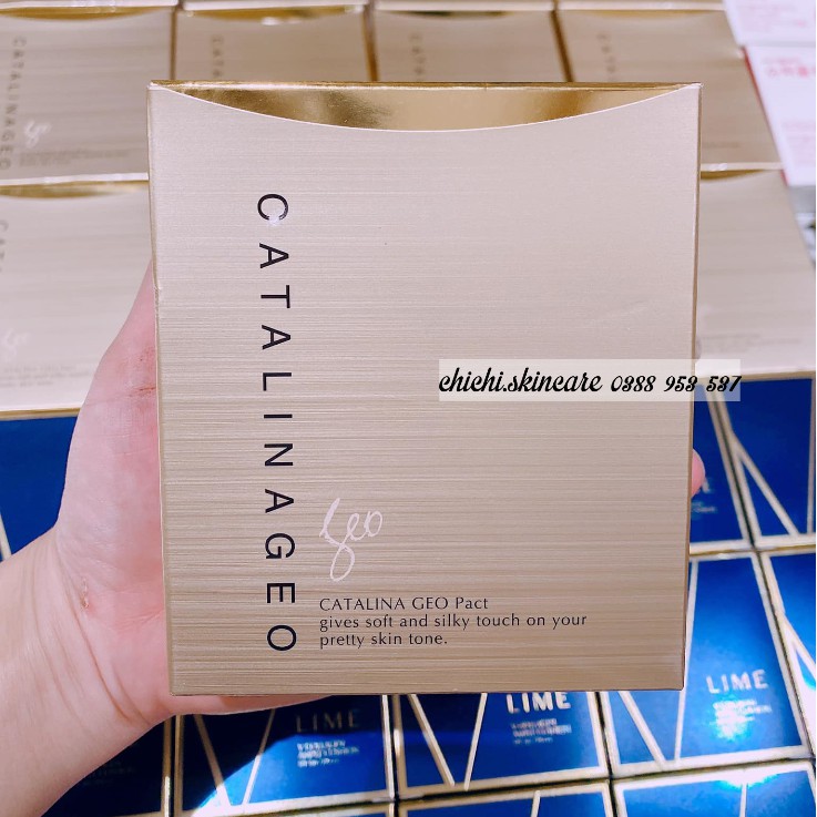 (CÓ SẴN - ẢNH THẬT) Phấn Phủ Geo Lamy Vàng Siêu Mịn Catalina Golden Pact – Hàn Quốc