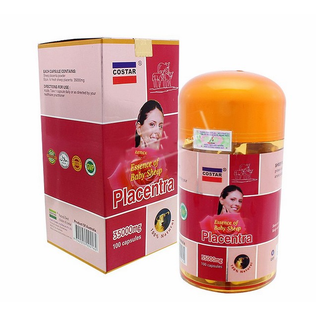 Nhau thai cừu Costar Placentra 35000mg làm đẹp da, chống lão hóa, Hộp 100 viên ( CÓ TEM CHỐNG HÀNG GIẢ) | BigBuy360 - bigbuy360.vn