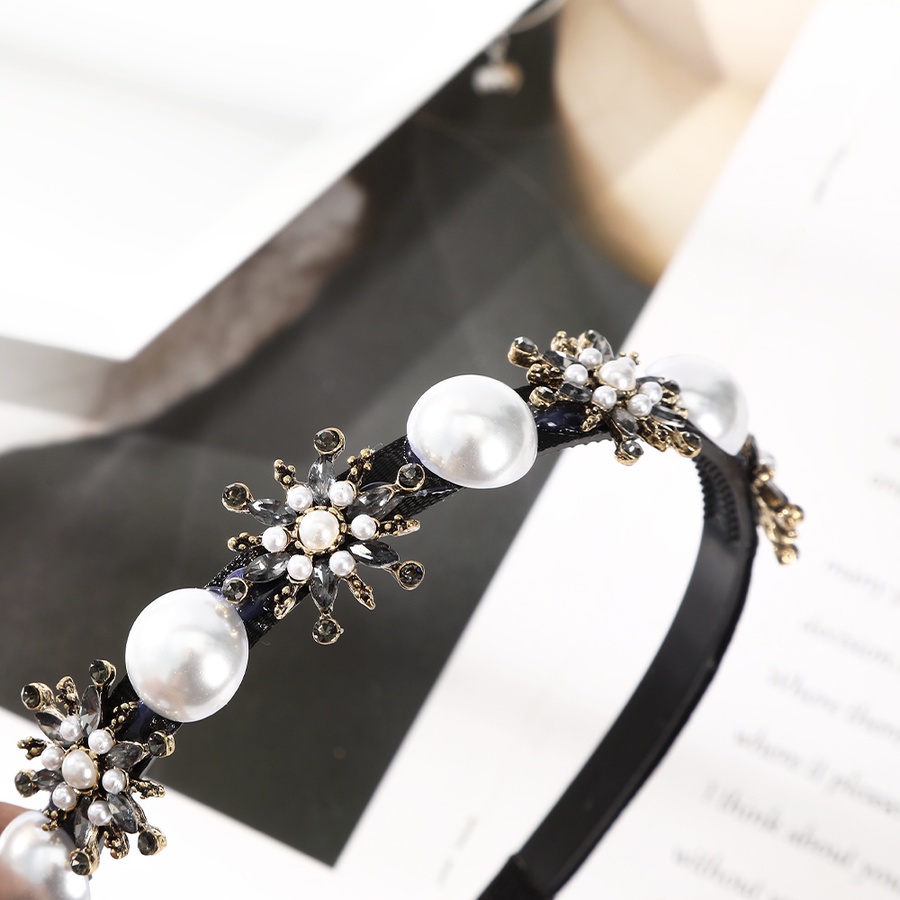 Băng Đô Cài Tóc Đính Đá &amp; Ngọc Trai Giả Bằng Kim Loại