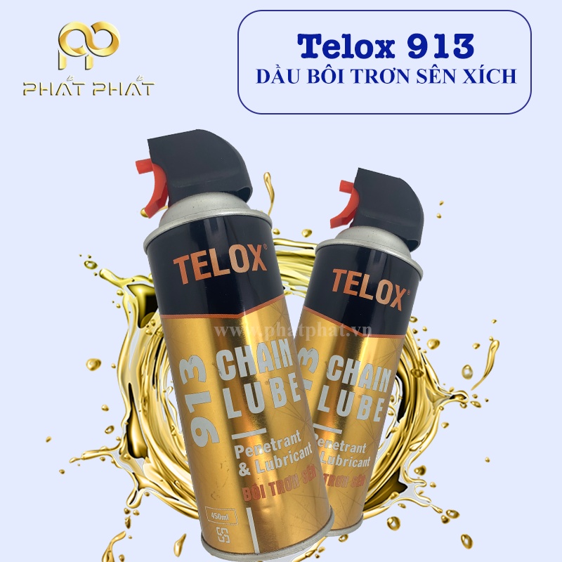 Chai xịt dưỡng sên, mỡ bôi trơn sên Telox chain lube 913 (450ml) - King Show Đài Loan
