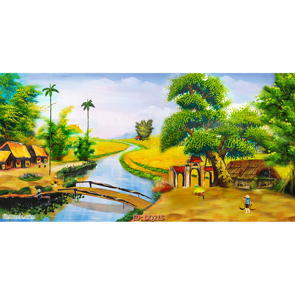 TRANH DÁN TƯỜNG 3D ĐỒNG QUÊ NHIỀU MẪU,TRANH LÀNG QUÊ DÁN TƯỜNG 3D