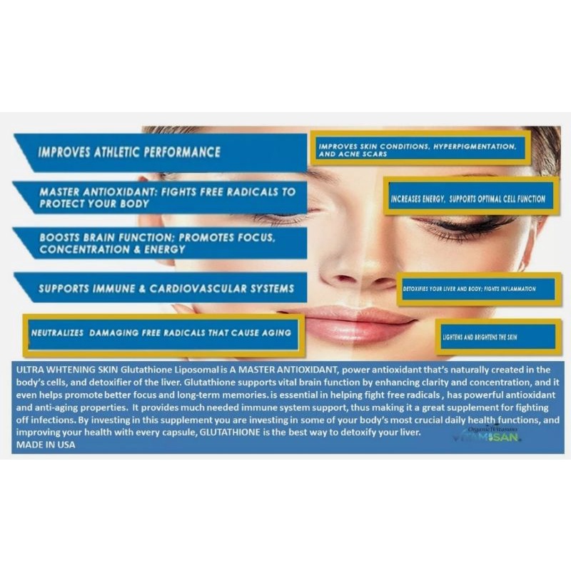 Viên Uống Trắng Sáng Da Liposomal Glutathione 3000mg Alpha lipoic acid NAC Vitamin C Giảm Nám Whitening Skin Vitamisan