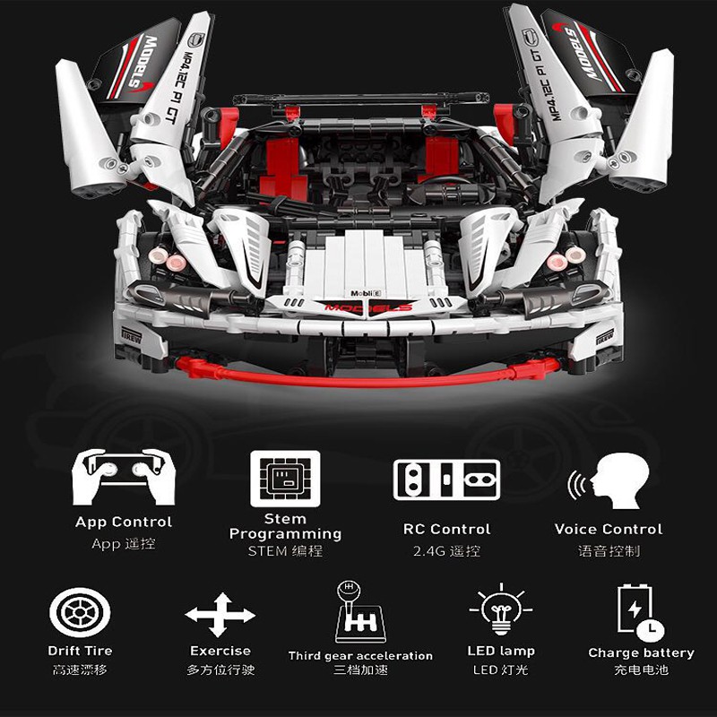 Lắp ghép Mô hình Siêu xe techinc Mould king 13067 MOC-4562 ICARU Supercar Veneno Roadster 1:8 Điều Khiển Từ Xa