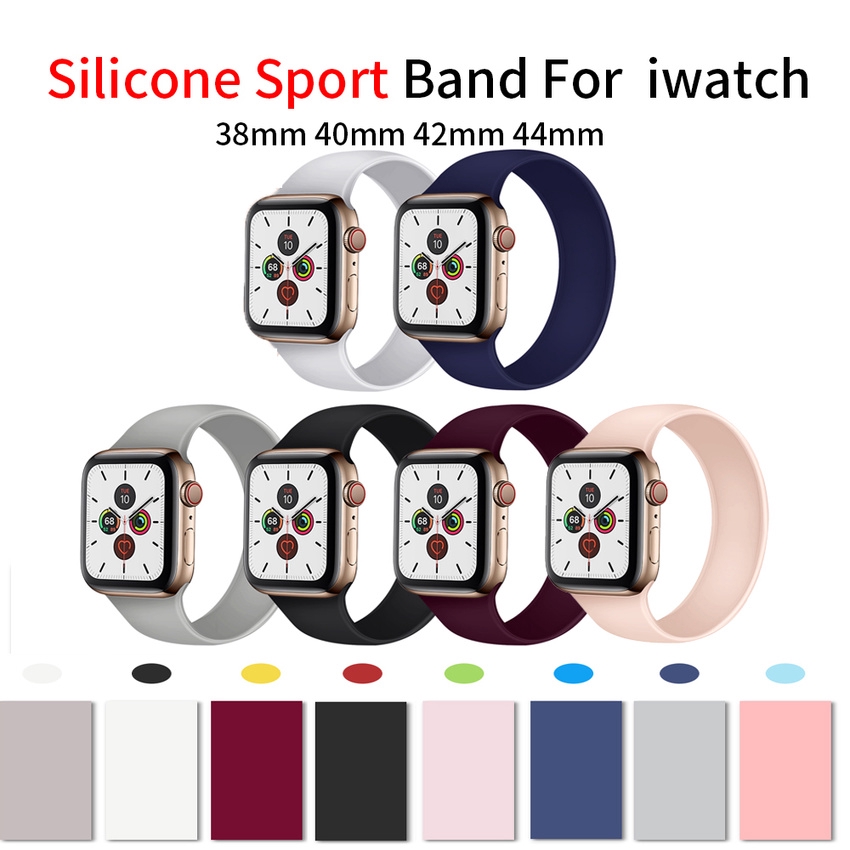 Dây Đeo Đồng Hồ Thể Thao Thay Thế Bằng Silicon Mềm Không Nút Bấm Cho Iwatch 44mm 42mm 38mm 40mm Apple Watch Series Se 6 5 4 3 2 1