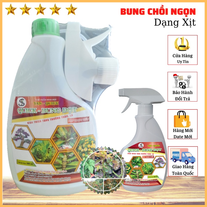 BUNG ĐỌT: Chế Phẩm Vi Sinh Kích Thích Tăng Trưởng Thân, Lá Hoa, Cây Cảnh Dạng Xịt Trực Tiếp - Chai 500ml