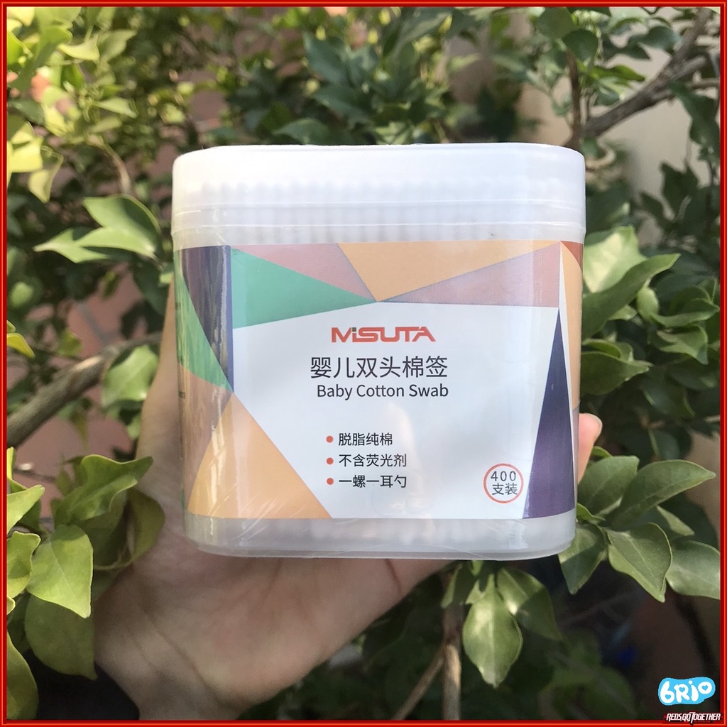 Tăm bông sơ sinh trẻ em Misuta, hộp 400 que