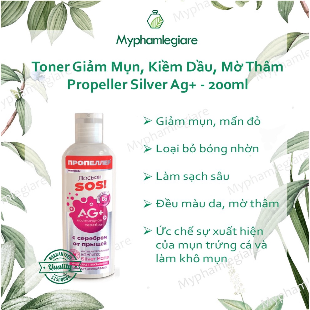 Toner mụn Propeller Silver Ag+, kiềm dầu, mờ thâm