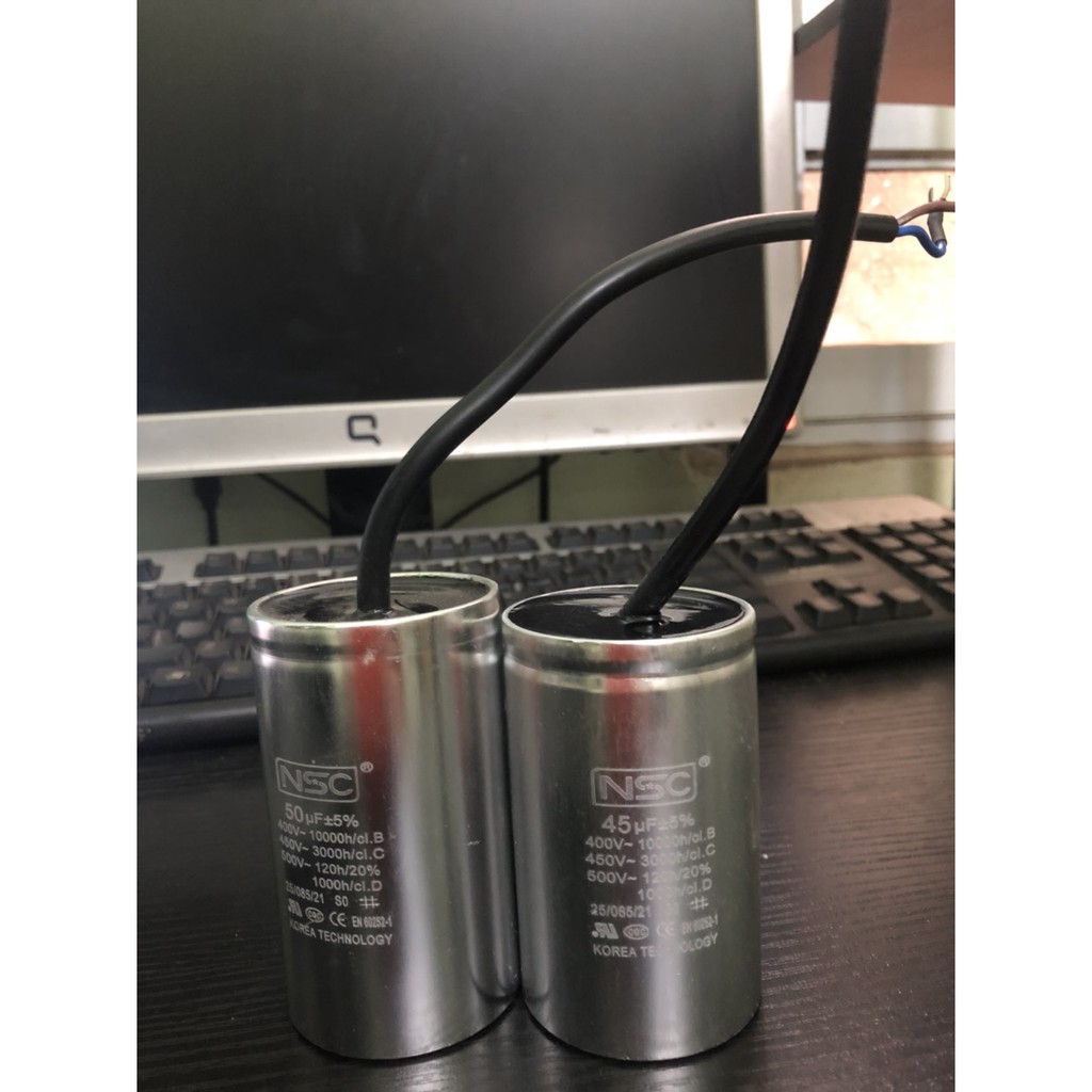 Tụ nhôm dây NSC 2uF đến  50uF- BH 12 tháng