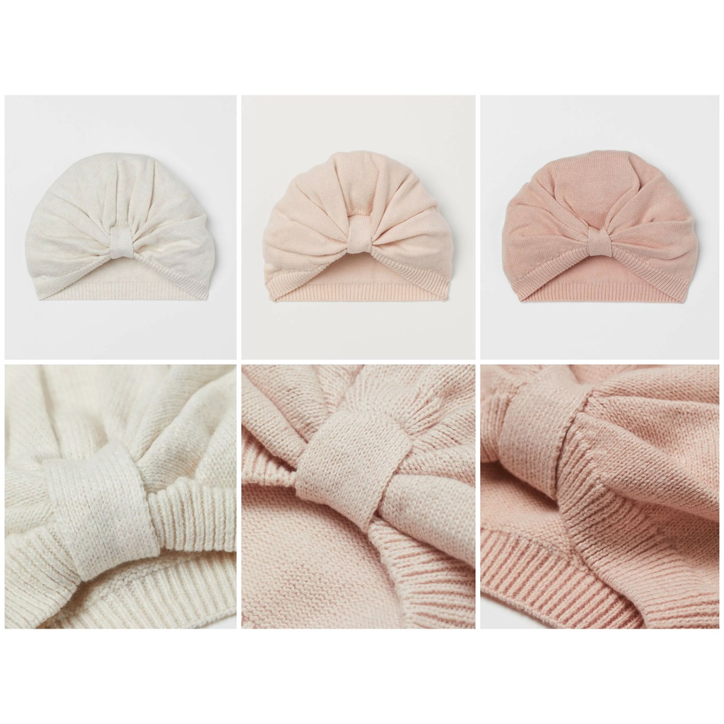 Mũ len turban hồng HM H&M sz 6-12m, 1-2y_hàng chính hãng authentic