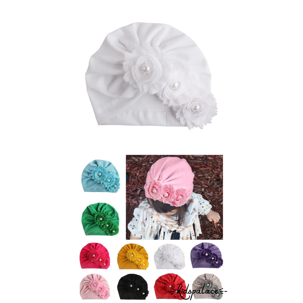 Mũ Trùm Đầu Chất Cotton Hoạ Tiết Hoa Cho Bé Gái
