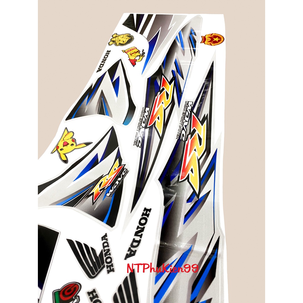 Tem rời Wave Alpha 50cc-100cc-110cc MẪU RS Màu Xanh Dương.3 Lớp Siêu Đẹp