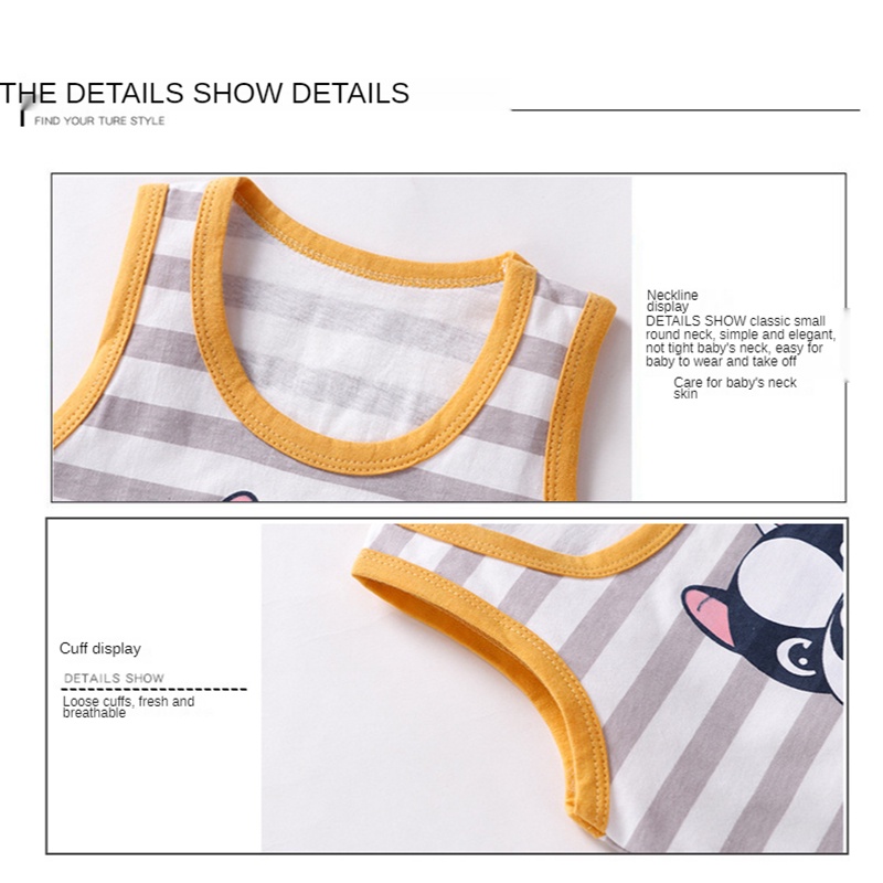 Set trang phục SANITKUN sát nách 100% cotton thời trang mùa hè đáng yêu dành cho trẻ em