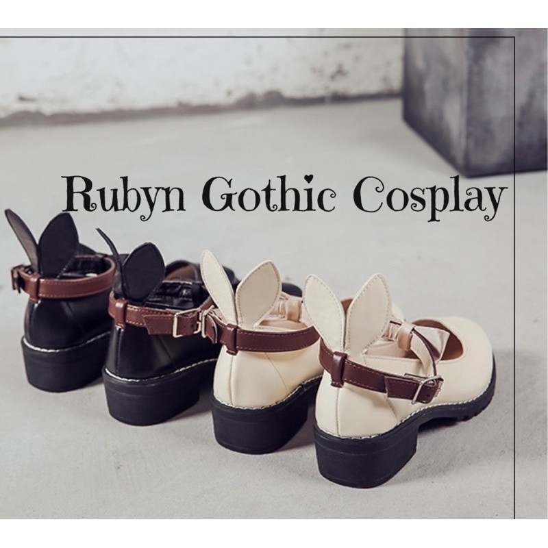 [Sẵn]  Giày Búp Bê Lolita Nơ Thỏ phong cách cosplay ( Size 35 - 39 )