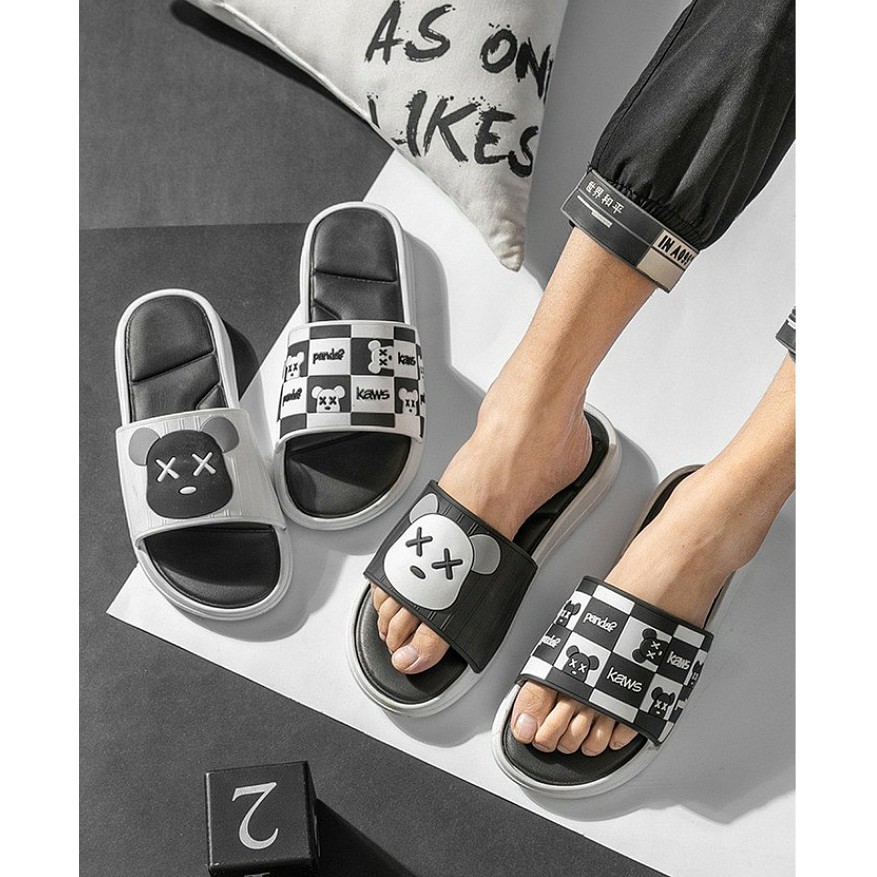 Dép nam nữ Kaws Panda cute - Dép quai ngang unisex quai dán