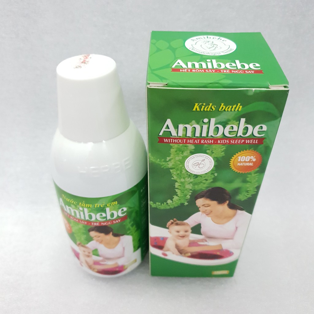 Sữa tắm thảo mộc trị rôm sảy amibebe ( Nước lá tắm cho bé ) Chai 250ml