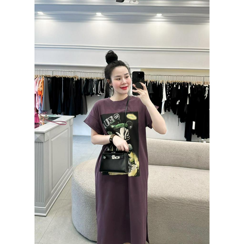 C43 - VÁY PHÔNG XUÔNG TÍM IN MICKEY