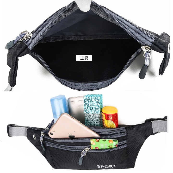 Túi đeo chéo hông bụng chạy bộ thể thao nam nữ mini chống thấm nước 3 ngăn nhỏ gọn cực kỳ tiện dụng TV01 | BigBuy360 - bigbuy360.vn