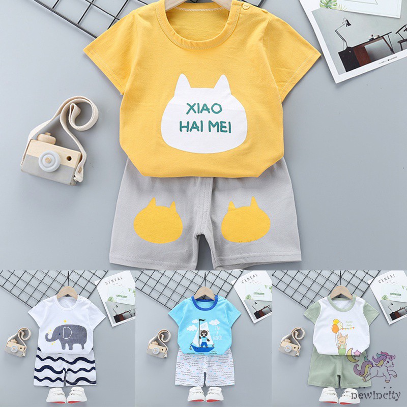 Set Áo Thun Tay Ngắn Và Quần Short Cho Bé