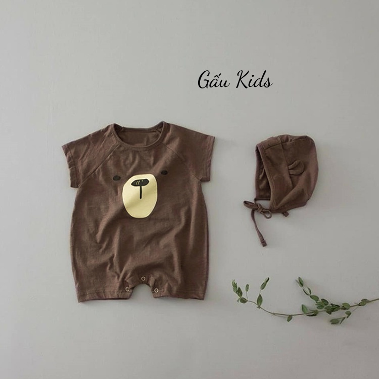 Bodysuit cho bé trai bé gái mùa hè vải cotton an toàn từ sơ sinh size 3 - 14kg kèm mũ TE01