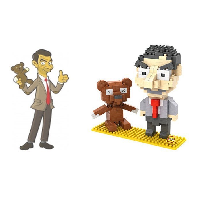 Set 340 khối đồ chơi lắp ghép mr Bean và gấu 3D