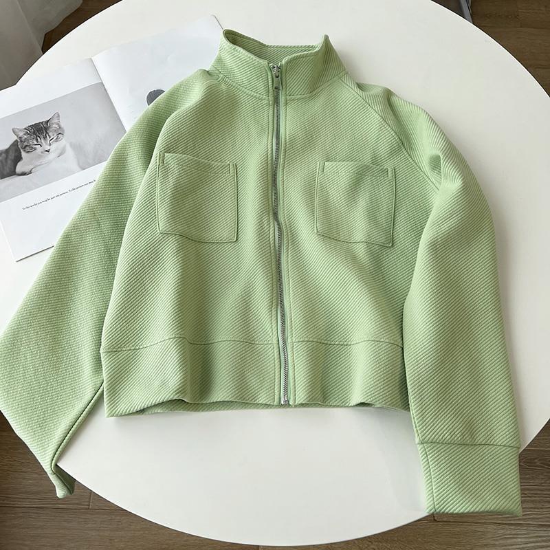 Áo Khoác Nữ Cổ Đứng Tay Raglan Có Dây Kéo