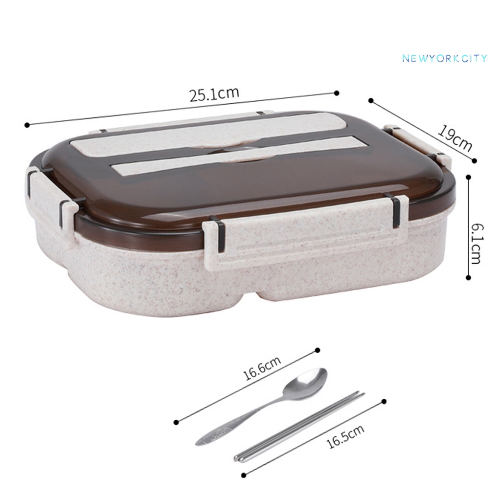 1 Bộ Hộp Đựng Cơm Trưa Bằng Nhựa 800ml Có Chia Ngăn Thông Dụng Cho Trường Học