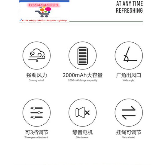Quạt mini, quạt USB, đeo cổ cầm tay thích hợp dùng ngoài trời. Hiển thị dung lượng PIN | BigBuy360 - bigbuy360.vn