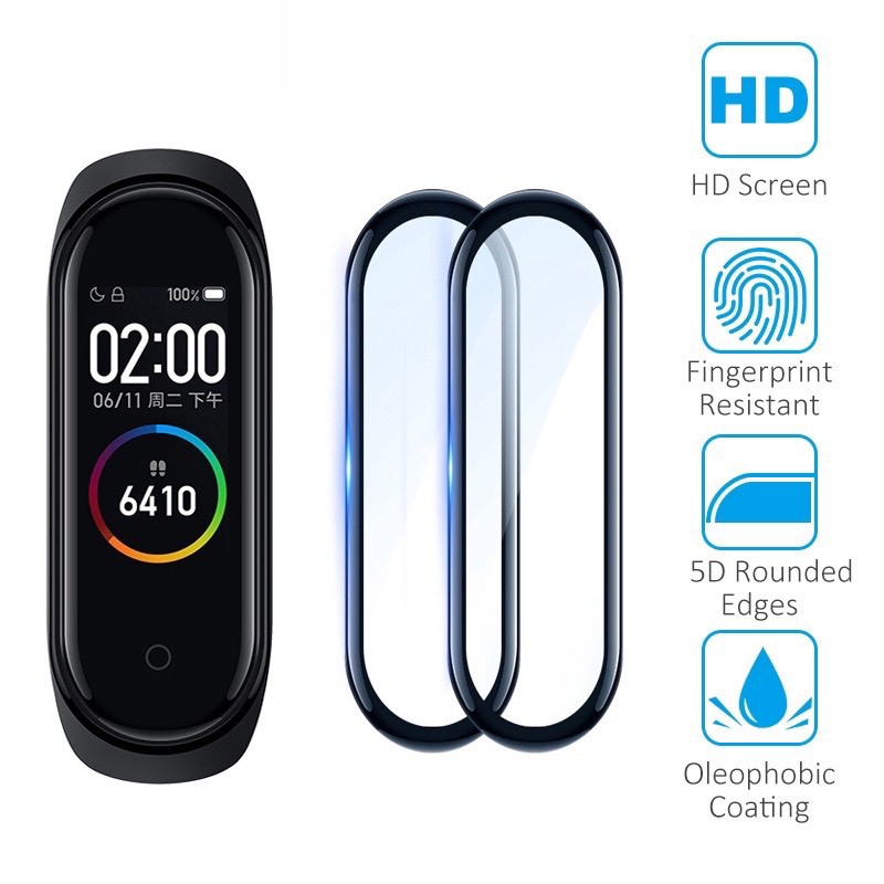 Miếng dán màn hình chống xước cho miband 5, mi band 4 3D full màn đồng hồ