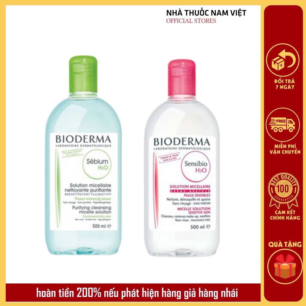 Nước Tẩy Trang Bioderma H2O 500ml Créaline Hồng, Sébium Xanh | BigBuy360 - bigbuy360.vn