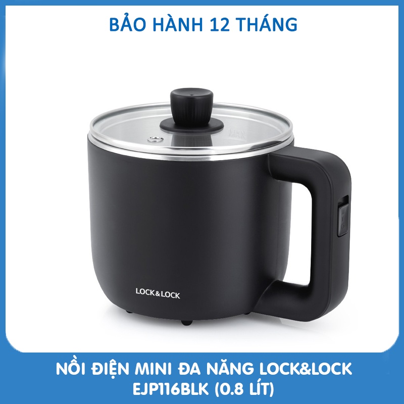 [BH 12 Tháng] Nồi điện đa năng Lock&amp;Lock EJP116BLK (0.8 Lít)