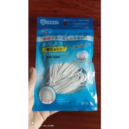 Tăm chỉ nha khoa Hakka Nhật Bản gói 80 cây vệ sinh kẽ răng