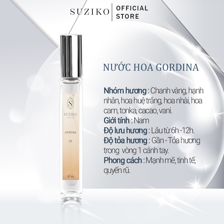 Nước hoa nam Suziko Gordina cá tính, sang trọng. Nước hoa mini gợi cảm 10ml dạng xịt tiện lợi