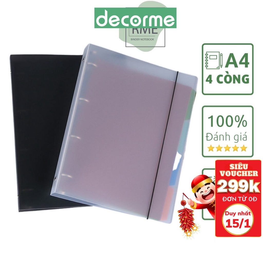 Sổ còng A4 4 còng DecorMe binder bìa sổ còng giấy refill A4 4 lỗ phụ kiện vpp