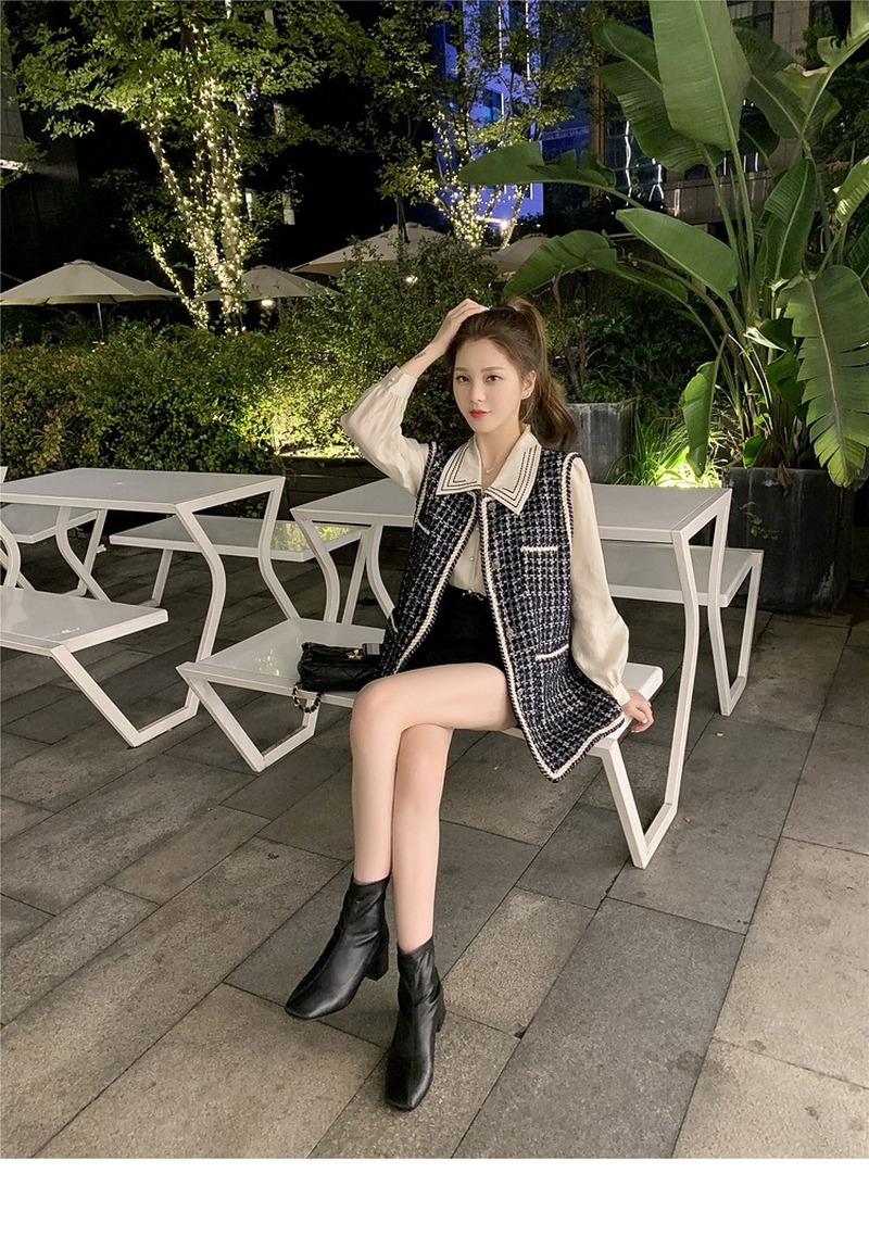 Bộ áo sơ mi + áo khoác sát nách phong cách Hàn Quốc thanh lịch (có bán lẻ) | BigBuy360 - bigbuy360.vn