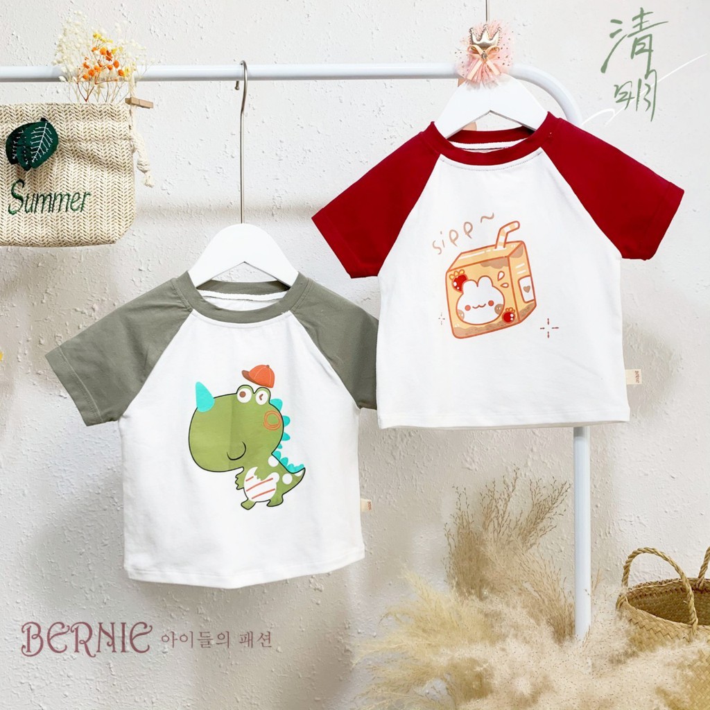 Áo phông cotton in hoạ tiết hoạt hình, áo thun unisex cho bé