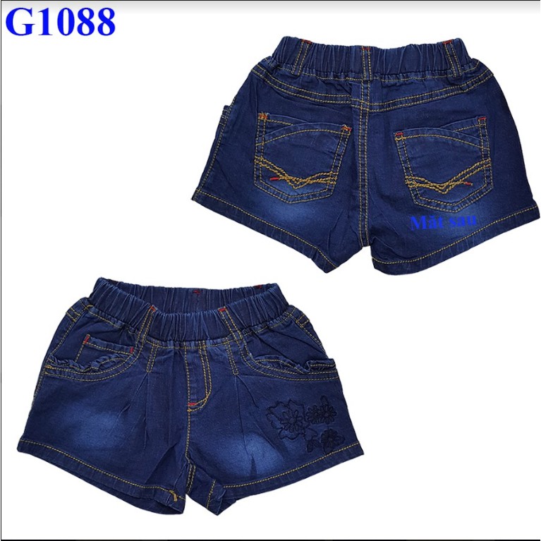 G1088 - Quần jean đùi thêu hoa bé gái, hiệu Zara Kids, size 2-7 cho bé từ 10-20kg