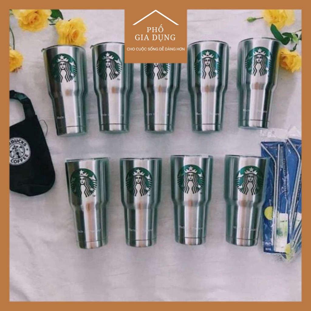 [Bán chạy] Combo ly giữ nhiệt, cốc giữ nhiệt Starbucks, Tặng kèm ống hút + Túi đựng