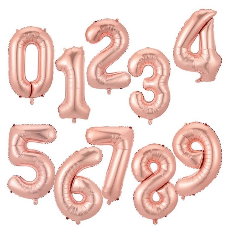 1 Bong Bóng Khí Helium Kĩ Thuật Số Màu Vàng Hồng Kích Thước 32 &quot;Dùng Trang Trí Tiệc Sinh Nhật 0 1 2 3 4 5 6 7 8 9
