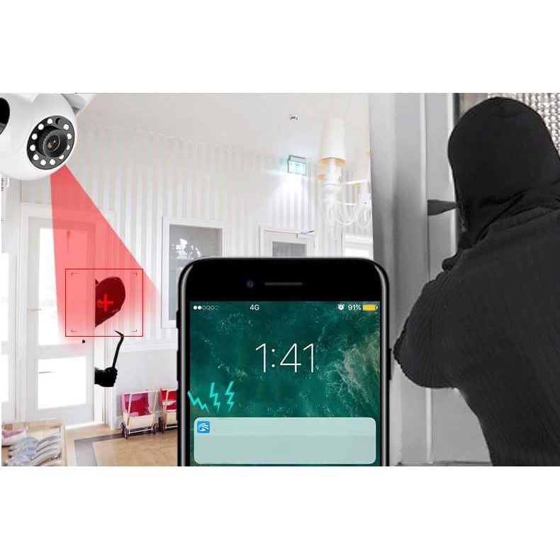 CAMERA WIFI IP DÙNG APP YOOSEE X8100 GIÁM SÁT NGÀY ĐÊM 360 ĐỘ 3 RÂU CÓ HỖ TRỢ HỒNG NGOẠI