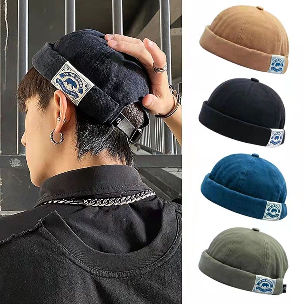 MOCHO Mũ beanie vải không vành màu trơn hình gấu bắc cực phong cách Hàn Quốc cổ điển dành cho nam và nữ