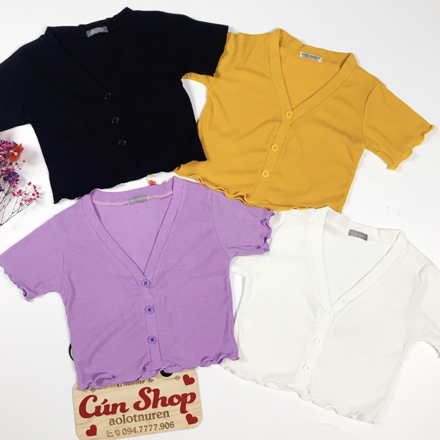 Áo croptop cổ tim cuốn biên 4 màu cúc may cố định RICH STORE CRT17 | BigBuy360 - bigbuy360.vn