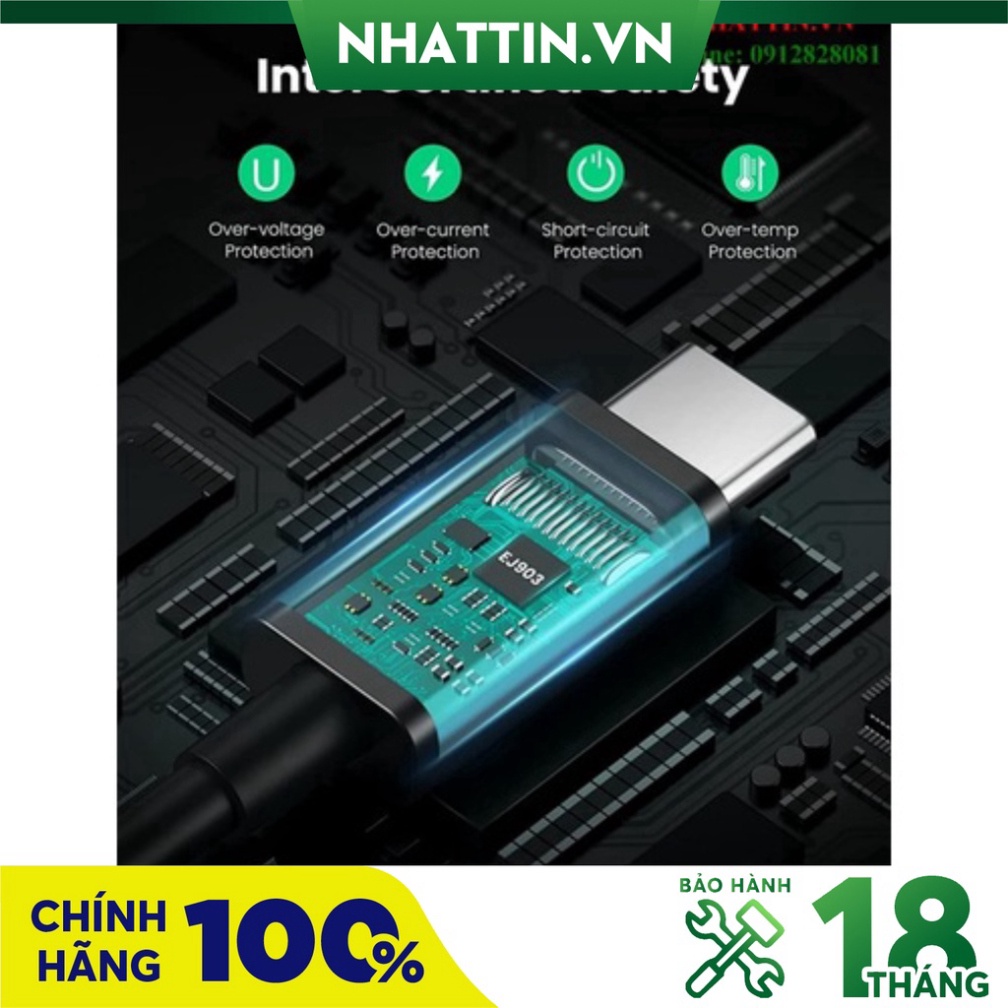 Cáp USB Type-C to USB Type-C Thunderbolt 4 dài 0.8m Ugreen 30389 truyền hình ảnh 8K60Hz  - Phân Phối Chính Hãng