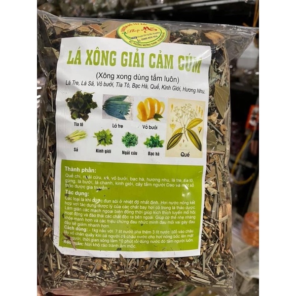 1kg Lá xông giải cảm cúm( xông được 10 lần)loại đủ vị
