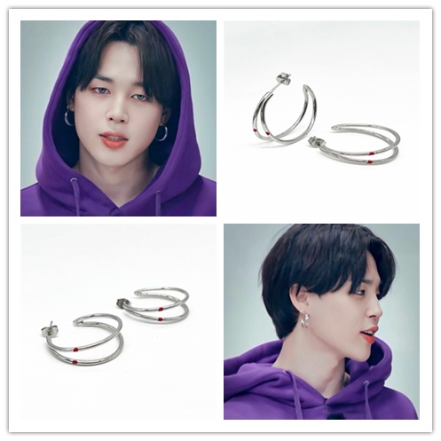 Khuyên Tai Tròn Khắc Chữ K Pop Jimin Park Đơn Giản Phong Cách Hàn Quốc Cho Cặp Đôi