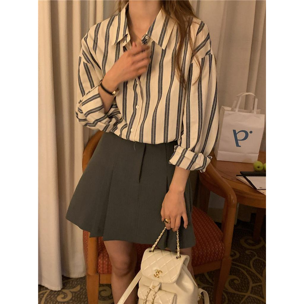 Áo Sơ Mi Kẻ Sọc Dài Tay Cổ polo Phong Cách Mới 62623