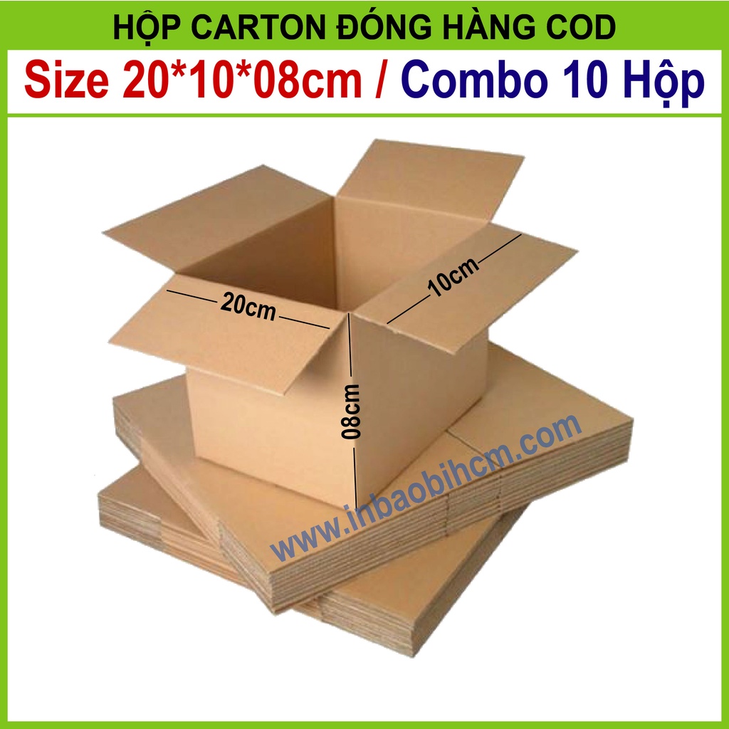 100 hộp carton đóng hàng 20x10x8 cm (Hộp dày dặn, 3 lớp, cứng, chuẩn Ship COD - Thùng giấy - Hộp giấy carton giá rẻ)
