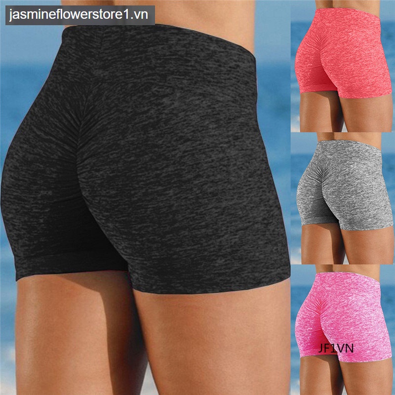 Quần Legging Ngắn Dáng Ôm Lưng Cao Màu Trơn Gợi Cảm Thời Trang Cho Nữ Tập Thể Dục Chạy Bộ / Yoga < vn >