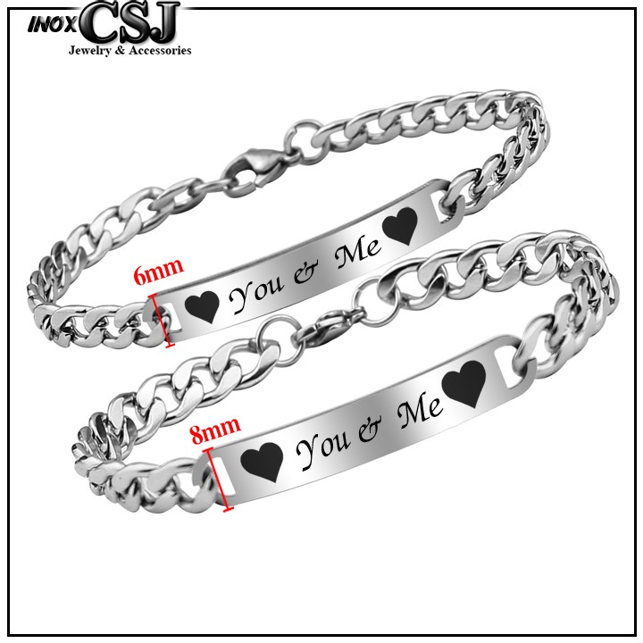 LẮC VÒNG TAY CẶP ĐÔI INOX YOU &amp; ME ĐẸP Ý NGHĨA CP008 (02 chiếc)