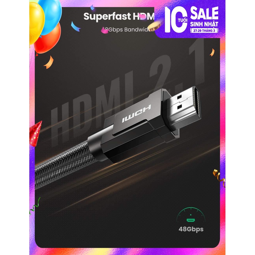 Cáp HDMI 2.1 độ phân giải 8K/60Hz dài 1-2m UGREEN HD135 - Hàng Chính Hãng - Bảo Hành 18 Tháng
