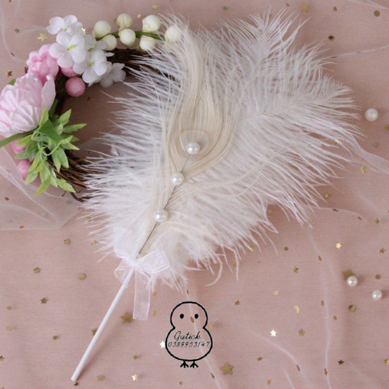 Phụ kiện bánh kem hiện đại  que cắm bánh lông vũ